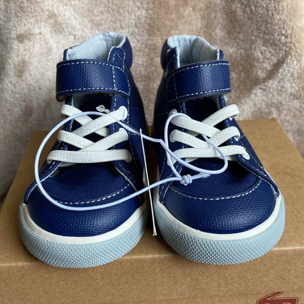 See Kai Run Belmont III Navy Blue High Top Canvas Sneakers Boy Size 7 - Picture 3 of 7